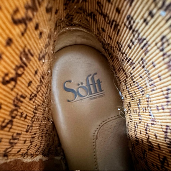 Sofft Tan Nubuck Shearling Trimmed Ankle Boots Size 8.5 - Picture 15 of 16